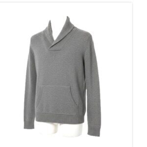 Marc Ecko Men's Pullover Sweater SZ L Gray Cowl Neck Hand Warmer Pouch Cut & Sew